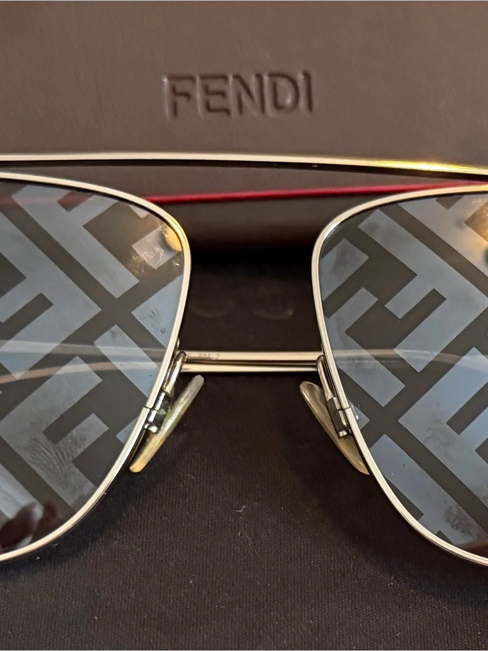 Fendi Silver Sunglasses with Patterned Smoke Lenses
